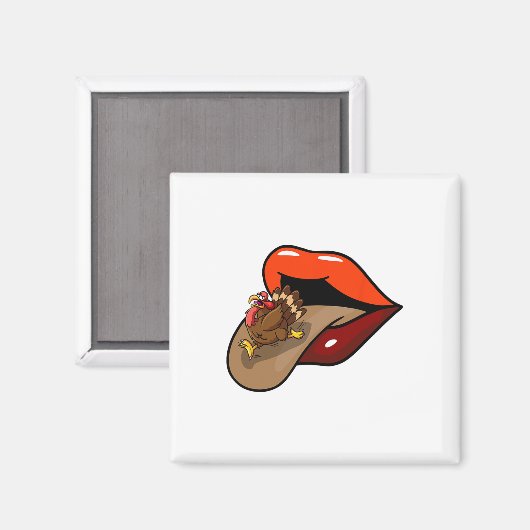 Turkije Tongue Out Thanksgiving Day Funny Lipt Her Magneet (Voorkant / Achterkant)