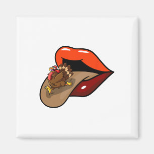 Turkije Tongue Out Thanksgiving Day Funny Lipt Her Magneet