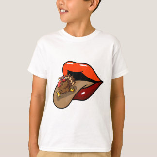Turkije Tongue Out Thanksgiving Day Funny Lipt Her T-shirt