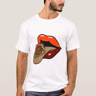 Turkije Tongue Out Thanksgiving Day Funny Lipt Her T-shirt