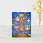TURKIJE TREE, THANKSGIVING FUNNY GOBBLERS Blank Kaart (Gele Bloem)