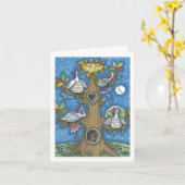 TURKIJE TREE, THANKSGIVING FUNNY GOBBLERS Blank Kaart (Gele Bloem)