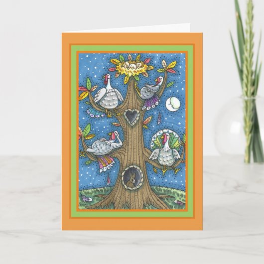 TURKIJE TREE, THANKSGIVING FUNNY GOBBLERS ROOST FEESTDAGEN KAART (Voorkant)