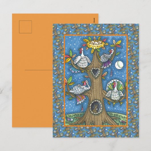 TURKIJE TREE, THANKSGIVING FUNNY GOBBLERS ROOST FEESTDAGENKAART (Voorkant / Achterkant)