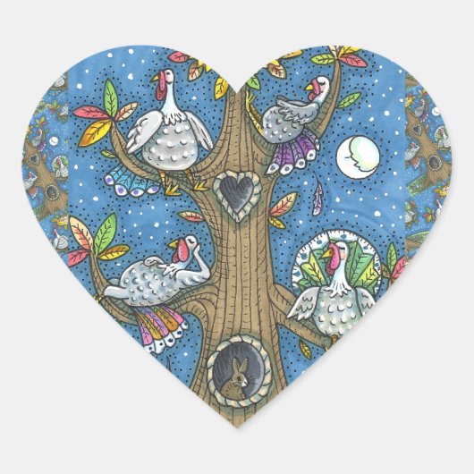 TURKIJE TREE, THANKSGIVING FUNNY GOBBLERS ROOST HART STICKER (Voorkant)