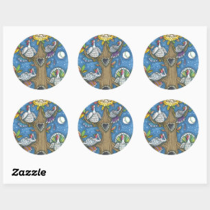 TURKIJE TREE, THANKSGIVING FUNNY GOBBLERS ROOST RONDE STICKER
