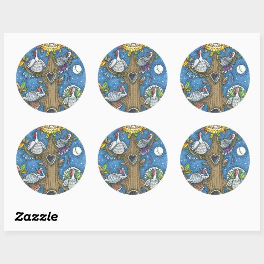 TURKIJE TREE, THANKSGIVING FUNNY GOBBLERS ROOST RONDE STICKER (Vel)