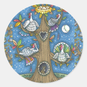 TURKIJE TREE, THANKSGIVING FUNNY GOBBLERS ROOST RONDE STICKER