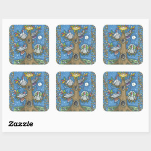 TURKIJE TREE, THANKSGIVING FUNNY GOBBLERS ROOST VIERKANTE STICKER