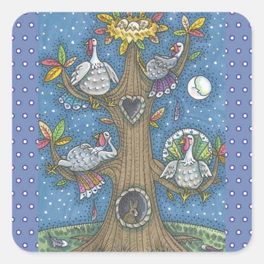 TURKIJE TREE, THANKSGIVING GOBBLERS STICKER Square (Voorkant)
