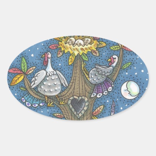 TURKIJE TREE, THANKSGIVING GOBBLERS STICKERS Ovaal (Voorkant)