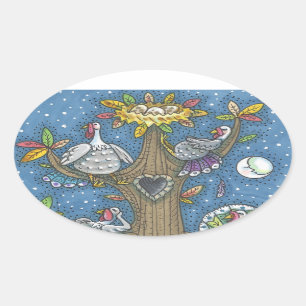 TURKIJE TREE, THANKSGIVING GOBBLERS STICKERS Ovaal