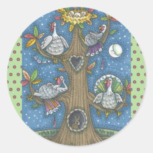 TURKIJE TREE, THANKSGIVING GOBBLERS STICKERS Round