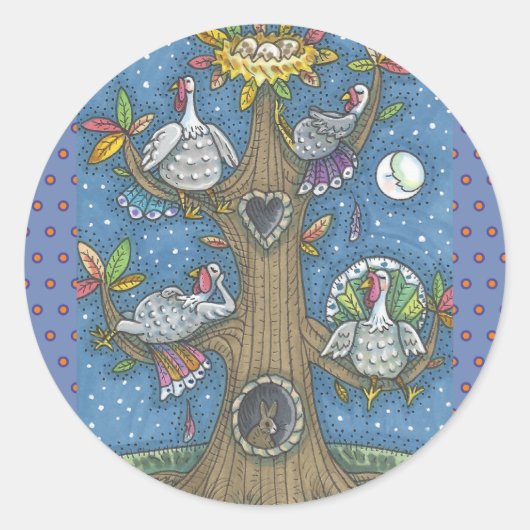 TURKIJE TREE, THANKSGIVING GOBBLERS STICKERS Round (Voorkant)