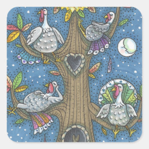 TURKIJE TREE, THANKSGIVING GOBBLERS STICKERS Squ
