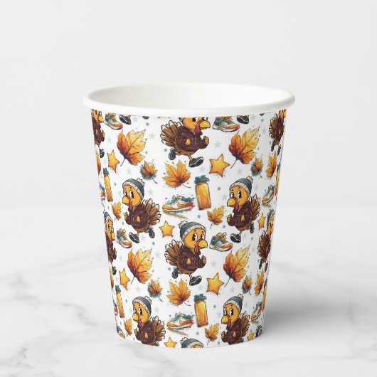 Turkije Trot Fun Run 5k Thanksgiving Running Desig Papieren Bekers (Achterkant)