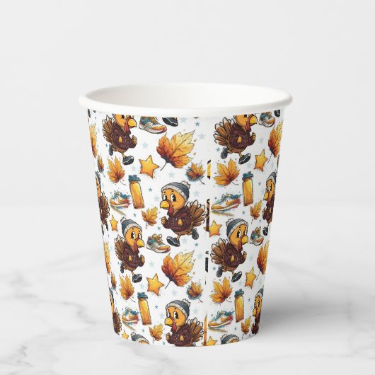 Turkije Trot Fun Run 5k Thanksgiving Running Desig Papieren Bekers (Voorkant)