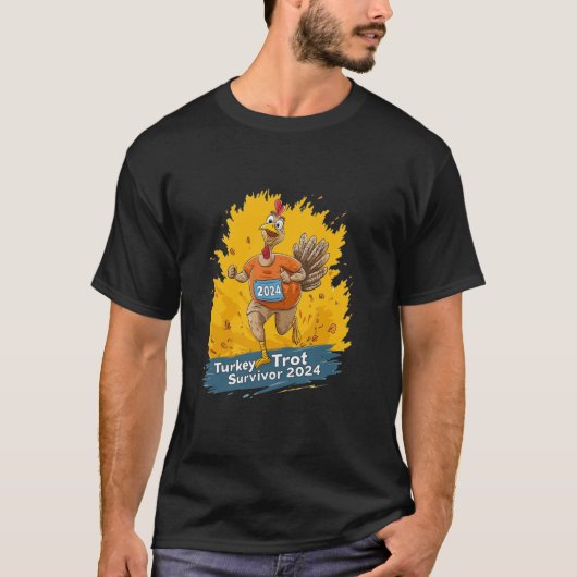 Turkije Trot Survivor 2024 Grappige Thanksgiving J T-shirt (Voorkant)