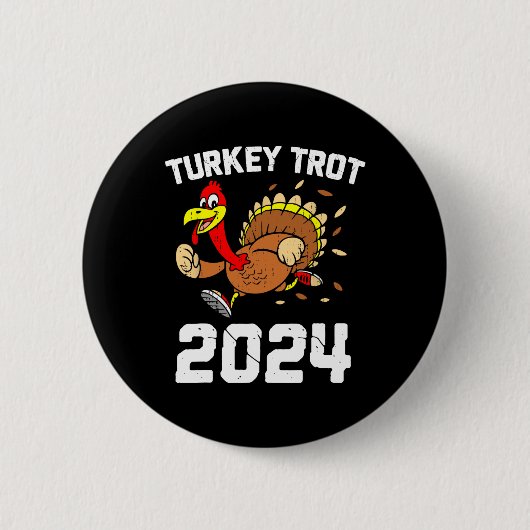 Turkije Trot Thanksgiving 2024 voor jongens Gir Ronde Button 5,7 Cm (Voorkant)