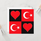 Turkije: Turkse Flag Heart Cute Patriotic Turks Gr Kaart (Voorkant / Achterkant in situ)