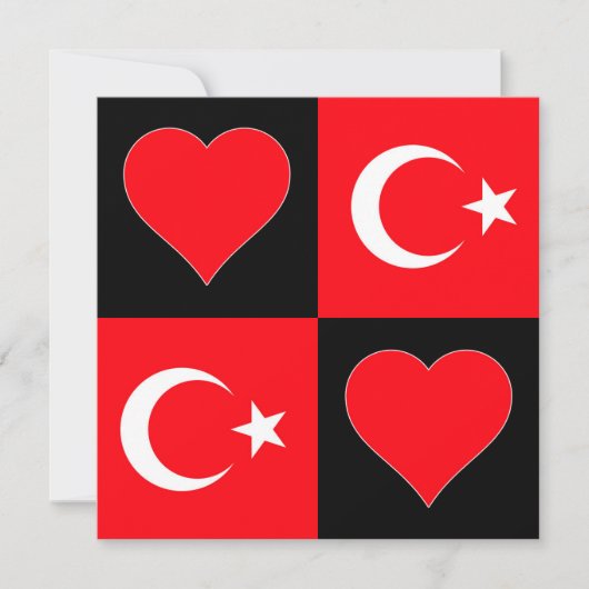 Turkije: Turkse Flag Heart Cute Patriotic Turks Gr Kaart (Voorkant)