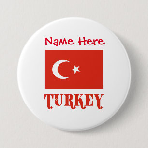 Turkije Turkse Vlag Rood Personalisatie Ronde Button 7,6 Cm