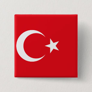 Turkije (Turkse vlag) Vierkante Button 5,1 Cm
