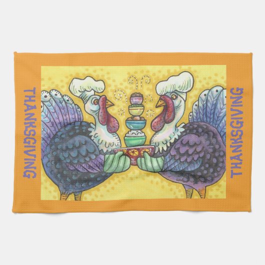 TURKIJE TWINS EN ALLE FIXINS THANKSGIVING TOWEL THEEDOEK (Horizontaal)