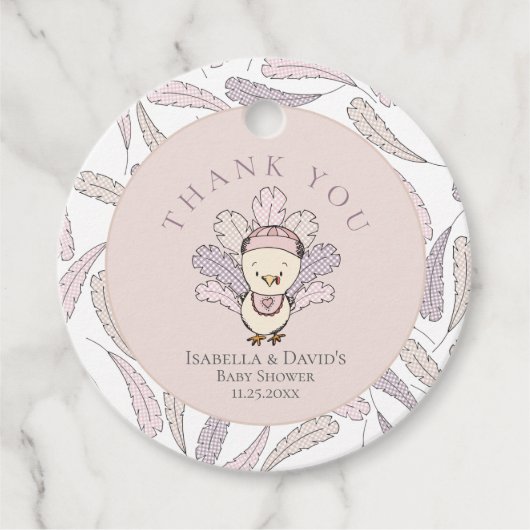 Turkije & Veren Herfst Meisje Baby shower Dank u Bedankjes Labels (Voorkant)