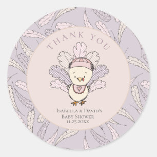 Turkije & Veren Herfst Meisje Baby shower Dank u Ronde Sticker
