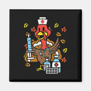 Turkije Verpleegkundige Thanksgiving Herfst Scrub Magneet