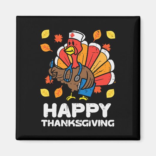 Turkije Verpleegster Happy Thanksgiving Scrub ICU  Magneet (Voorkant)