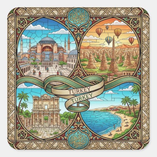 TURKIJE VIERKANTE STICKER (Voorkant)