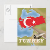 Turkije vintage vluchtposter briefkaart (Voorkant / Achterkant)