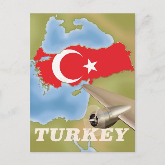 Turkije vintage vluchtposter briefkaart (Voorkant)