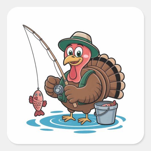 Turkije Vist Thanksgiving Turkije Visser Vierkante Sticker (Voorkant)