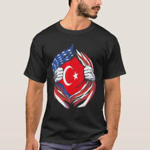 Turkije Vlag Amerika Trots Op Mijn Turkse Afkomst T-shirt