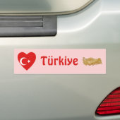 Turkije Vlag Hart + Landkaart Bumpersticker (Op auto)