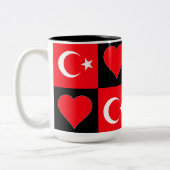 Turkije - vlag - Heart Pattern Tweekleurige Koffiemok (Links)
