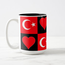 Turkije - vlag - Heart Pattern Tweekleurige Koffiemok