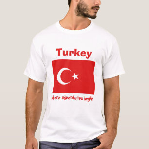 Turkije Vlag + Kaart + Tekst T-shirt