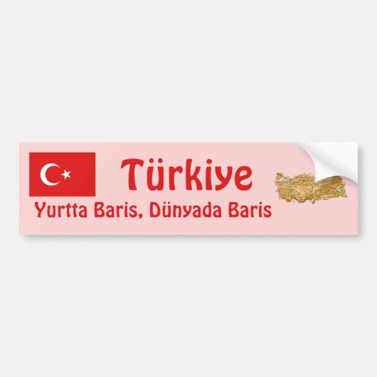 Turkije Vlag + Landkaart Bumpersticker (Voorkant)