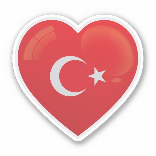 Turkije Vlag Liefde Icon Sticker (Voorkant)