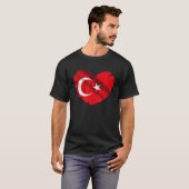 Turkije vlag op de vorm van het Turkse hart T-shirt (Voorkant volledig)