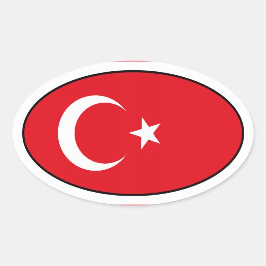 Turkije Vlag Ovale Sticker (Voorkant)