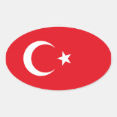 Turkije Vlag Ovale Sticker (Voorkant)