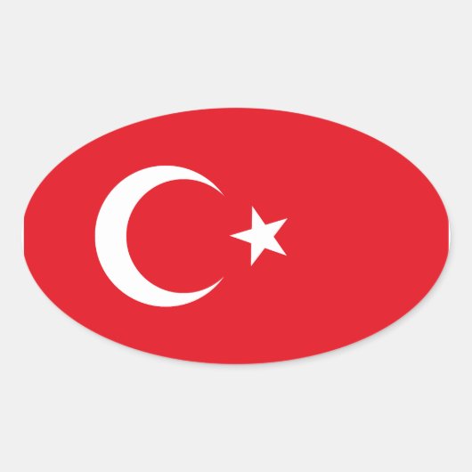 Turkije Vlag Ovale Sticker (Voorkant)