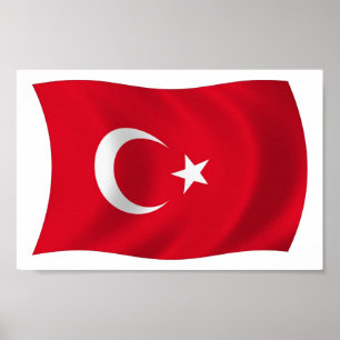 Turkije Vlag Poster Print