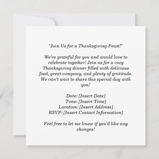 TURKIJE voor Thanksgiving thema Kaart (Achterkant)