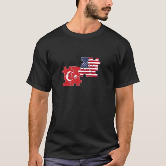 Turkije VS Vlag Amerikaans Turks T-shirt (Voorkant)